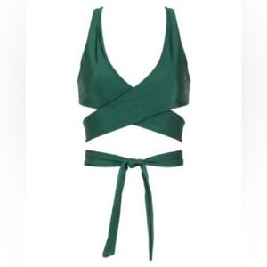 Laina Rauma Warm Hunter Green Spandex Wrap top XS - Brand New